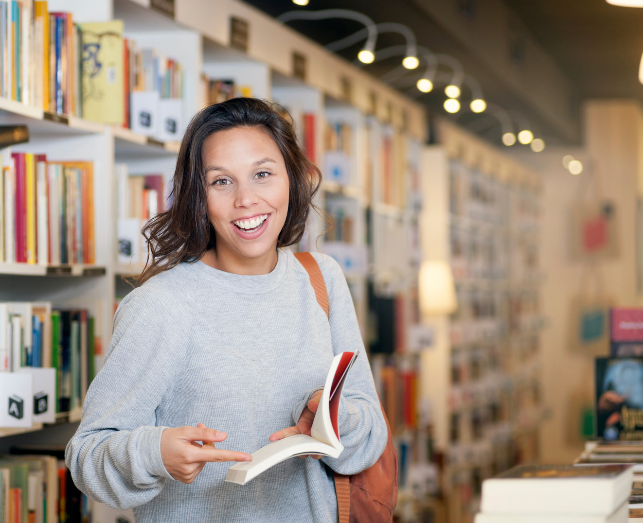Book lover at a book store