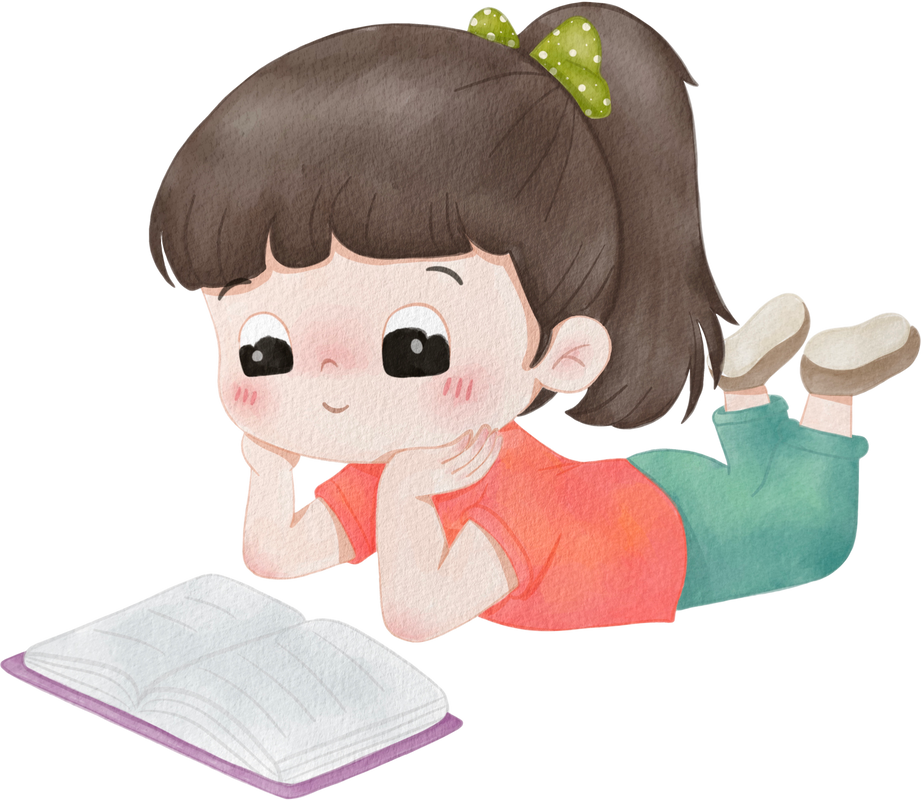 kid reading a book watercolor